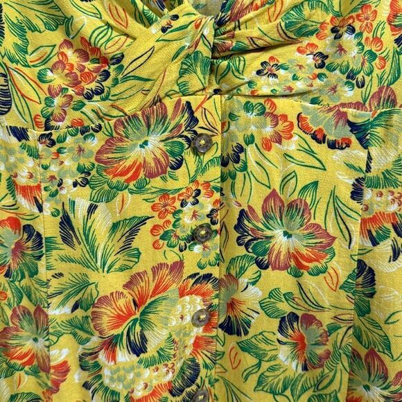 Urban Outfitters Yellow Floral Mini Dress Size L Cottagecore 
Tropical Vacation - Picture 7 of 16